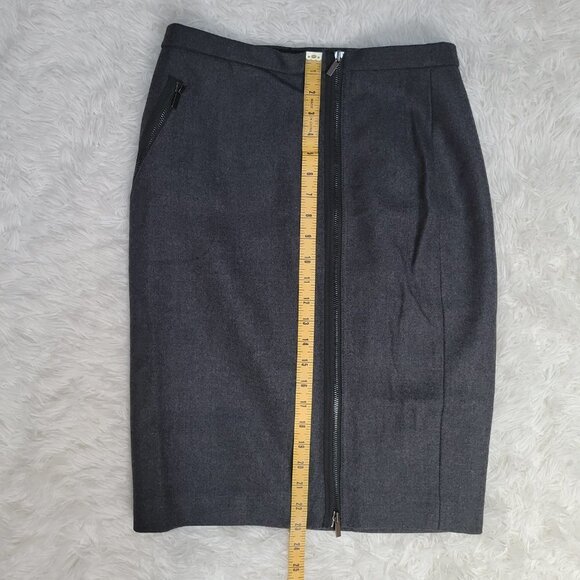 J. Crew 100% Wool Zip Front Knee Length Pencil Skirt - Size 4 - Picture 7 of 10